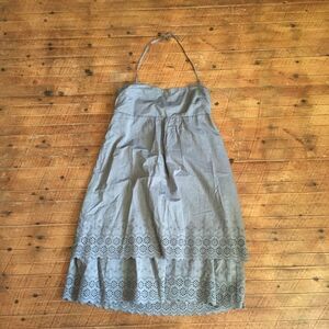 J. Crew NWT S gray layered eyelet hem halter dress